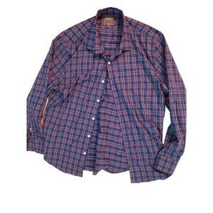BONOBOS Men' Purple Blue Checks Long Sleeve Shirt Size XLarge
